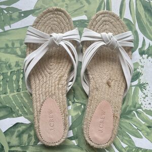 J.CREW NWD Women's Made-in-Spain Natural Knotted Espadrille Slides sz 8 BT386
